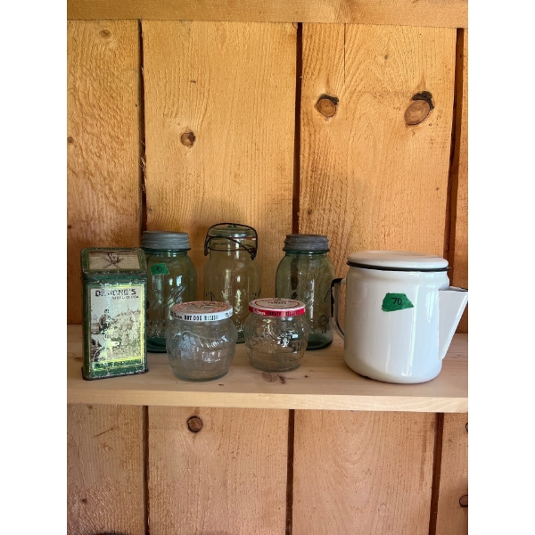 Antique Blue Jars& Vintage Tins 