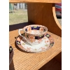 Image 4 : 2 drawer side table  2 vintage Colclough bone China teacup saucer set made in London Railway Phone