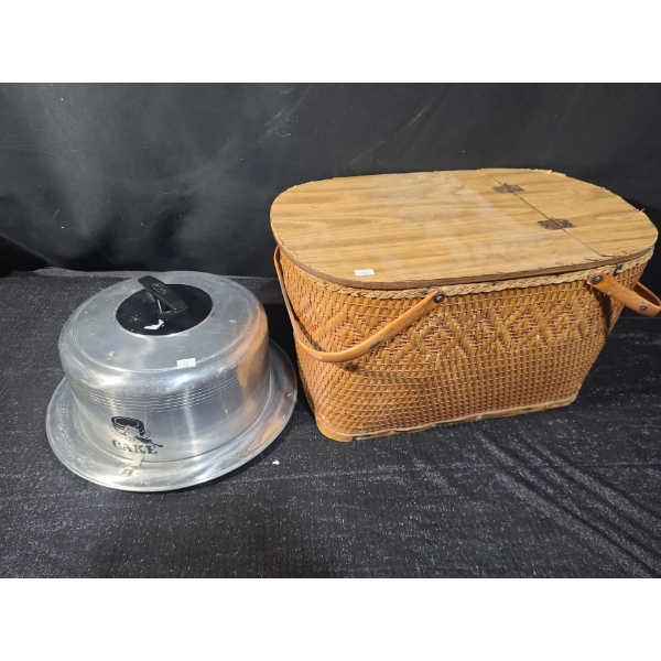 Vintage Picnic Basket & Cake Platter