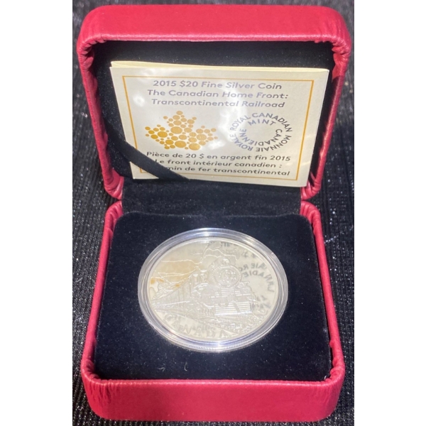 2015 $20 Transcontinental Railway Fine Silver Coin 31.39 Grams