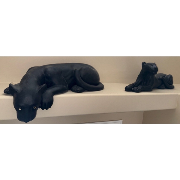 Unique XL Porcelain Panthers - Art Deco - Approximetly 3ft Long 