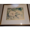 Image 1 : Flower Print (Matting Curled as Shown) by Yuriko 27.5 X 24.5, Framed Under Glass