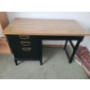 Image 1 : Heavy Wooden Desk with Black Painted Finish and Brown Laminate Top  47 L, 29 T, 23 W
