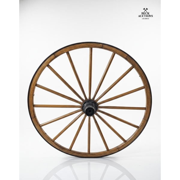 Vintage Steel-Rimmed Wooden Wagon Wheel 38''INCHES IN HEIGHT 