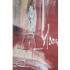 Image 5 : Abstract of Figures Walking w/Supplies, Artist Illegible,  28 x 25  Paint Print on Canvas