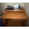 Image 1 : Small Wooden Desk w/ small shelves  35"w x 24"d x 45"tall Plus Computer Speakers & Component