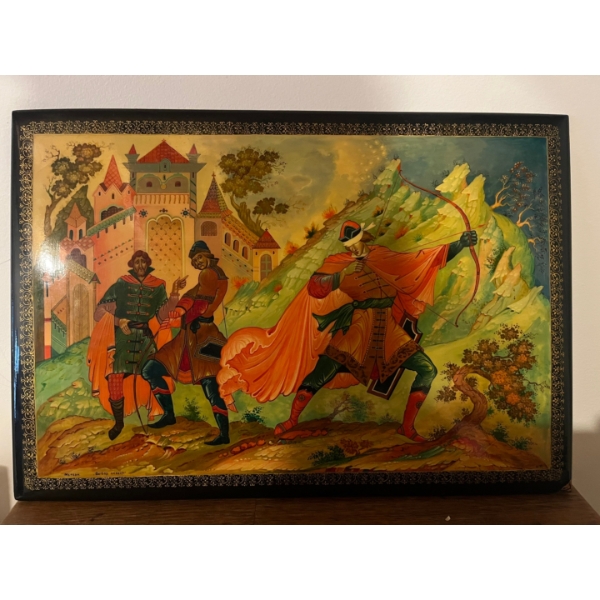 Mstera 1980's Russian Panel Plate Vintage Handmade Palekh $500 Value 