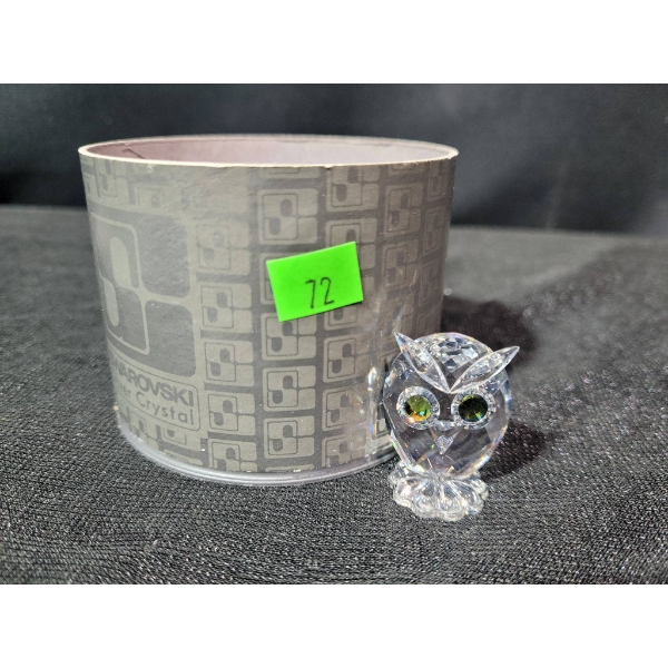 Swarovski Crystal Owl Figurine with Green Eyes