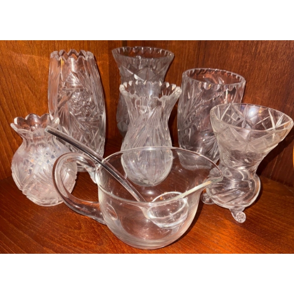 Assorted Crystal Collectible Vases & Dishware -Footed Crystal Vase & More