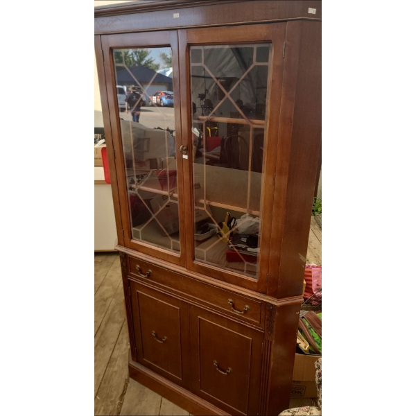 Gibbard Craftsmanship Corner Curio Cabinet -Regency Style Mahogany Solid Wood Display Case