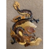 Image 2 : Asian Art  Dragon In Wood Metal Bowl 12W