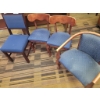 Image 1 : 4 Non-Matching Wooden Chairs with Blue Upholstery