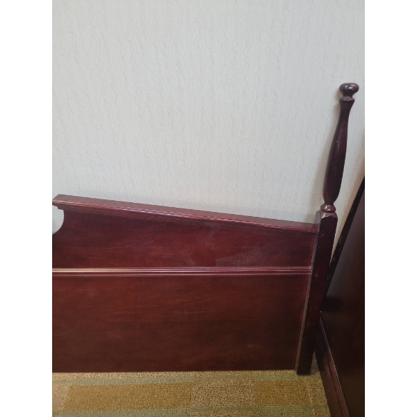 Mahogany Finish Headboard with Turned Finials- Missing Centre Detail
