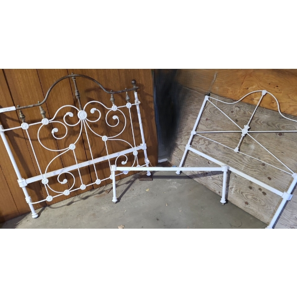 Vintage White Brass Head and Foot Board (no rails) 47 w 46 h