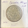 Image 1 : 1951 Canadian 50 Cent Coin 92.5% Silver 11.62 Grams