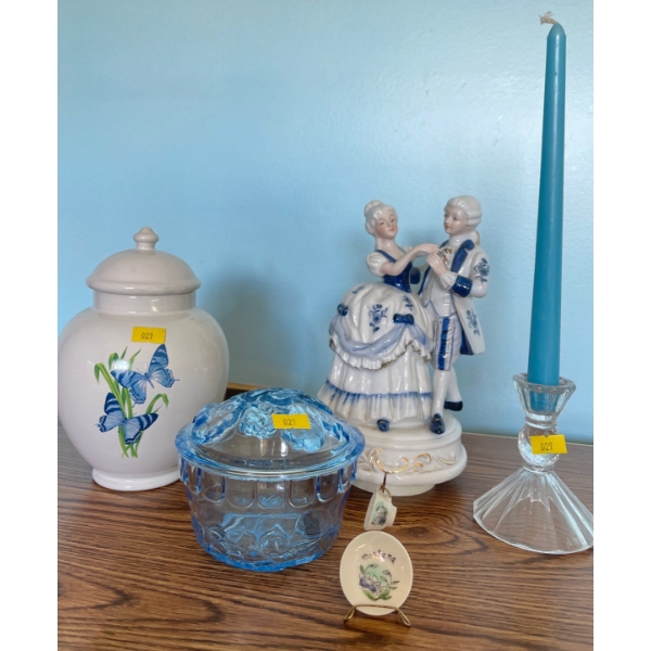 Collectible Ornaments w/ Music Box & Mini Pieces Plus Candles & Vase & Bowl  8"tall Music Box