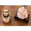 Two Small Collectible Bone Asian Figures on stands  3"tall