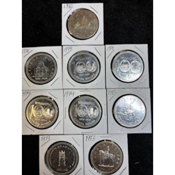 Silver Canadian 1$ coins x9
50% silver 209.7 g Years are 72,73,74x4,75,76,77
Great collection