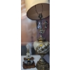 Image 1 : Fireplace- Look Small Lamp and Large Vintage Glass and Metal Lamp 42 T to Top of Shade 