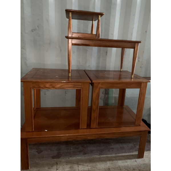 Vintage Coffee Table Set 52x15 w/ Telephone Table (4 pieces Total) 