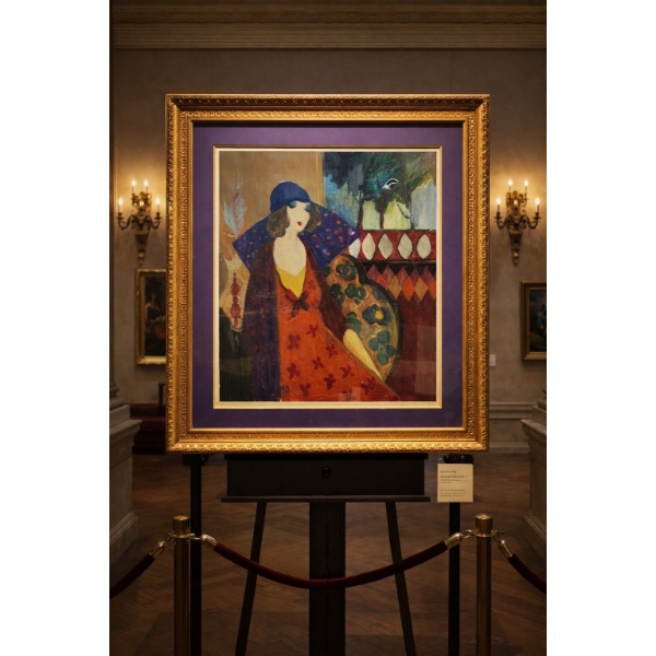 Itzchak Tarkay Titled ladino chapeau 2002 Seriolithograph in Color Signed in the plate 