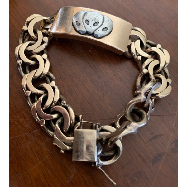 Massive Solid Gold Bracelet Extra Terrestrial Men's Stamped 375 9'L - 130.3g