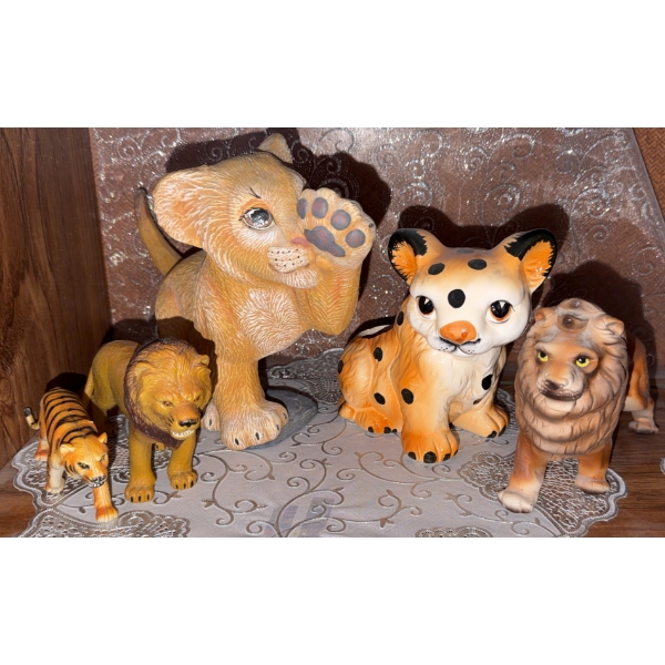 Ceramic and Plastic Wild Cat Figurines