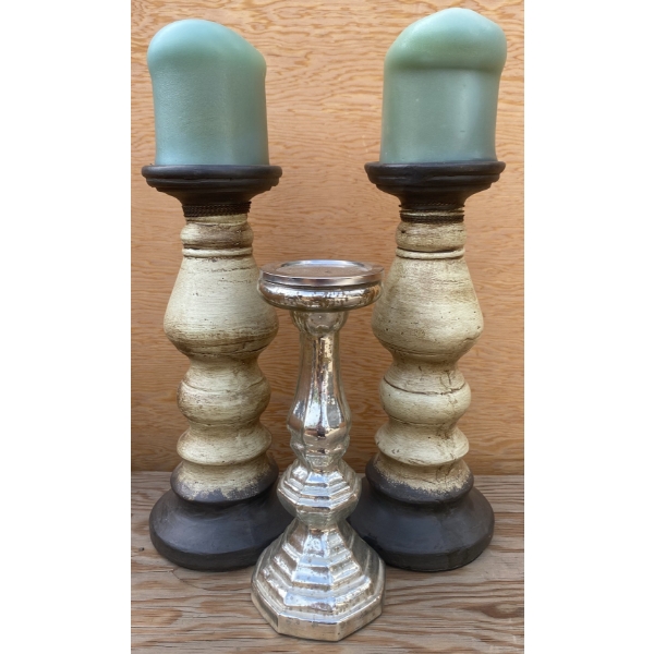 3 Candle Holders with Candles