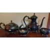 Image 1 : Tea Party Essentials -2 Pewter Tea Pots w/ Cream & Sugar Dish