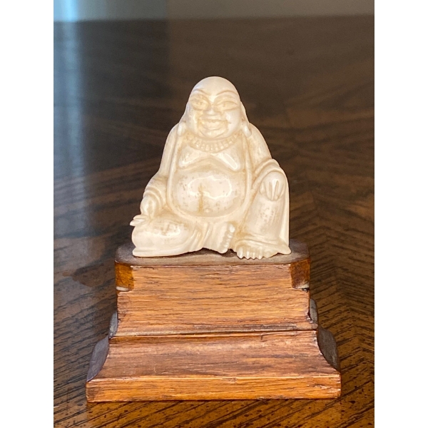 Ivory Buddha Carving 3T On Rosewood Base