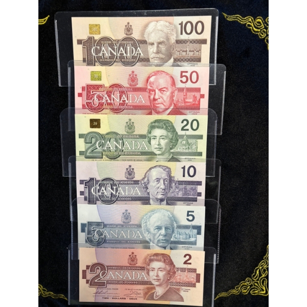  Set of 1986-1991 Bank Notes Uncirculated Bird Series 

$100,$50,$20,$10,$5,$2