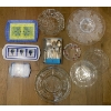 Image 1 : Group Of Vintage Glass Serving Trays & Platters w/ Small Collection Of Silverware