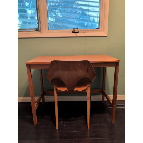 Teak Study w/ Mid Century Scoop Chair 44x20x29