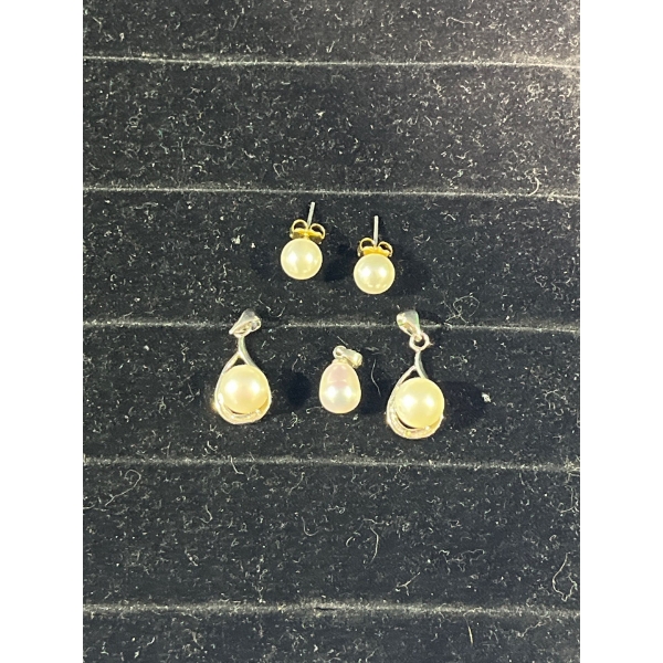 Collection of White Stone Pendants and Earrings