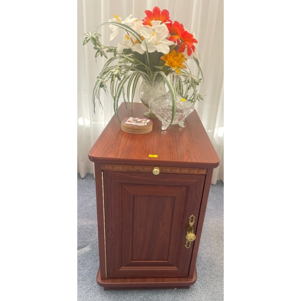 Brass Embellished End Table / Storage Console 19T