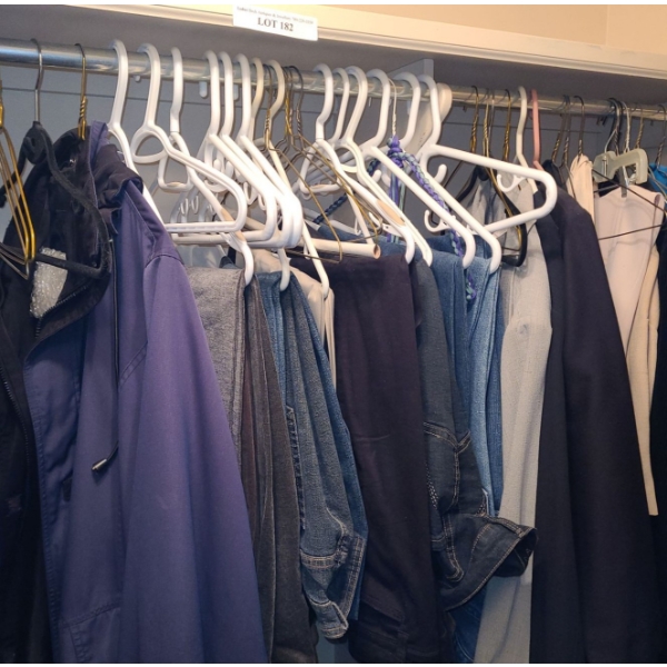 Contents of Closet, includes Pants, Jackets, Sweaters, Shoes.  Clothing L - XXL & Shoes sz 6