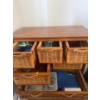 Image 6 : Wood & Metal Coffee Table w/ Storage (26D, 48L, 19T) w/ Wicker Shelf (Contents Incl. Some Damage)
