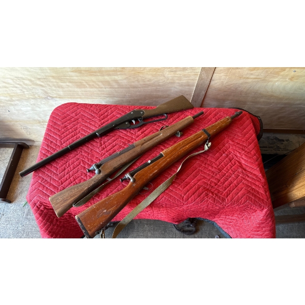 Vintage Dasiy bb gun & 2 WW2 Style Toy Wooden Guns
