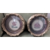 Image 3 : Small Circular Framed Needlepoint Artworks with Ornate Metal Frames