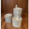 Image 1 : Three Crystal Figurines with Decorative Cylindrical Containers