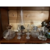 Image 1 : Collection of old vintage Oil Lamps three without glass, one with glass and two miniature oil lamps
