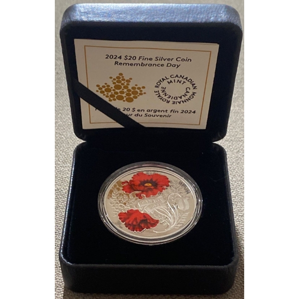 2024 $20 Remembrance Day Fine Silver Coin 31.39 Grams