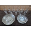 Image 1 : Star/Snowflake Etched Glassware Plates + Cups & Floral Etched Dessert Plates