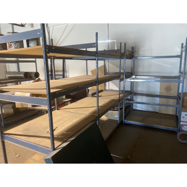Heavy-Duty Steel Shelving Units with Wooden Shelves