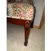 Image 2 : XL Vintage Mahogany Bench w/ Floral Upholstery & Throw Pillows 