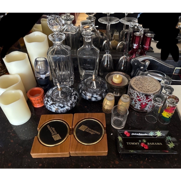 Barware Collection - Glasses, Candles, Oil Lamp Candles, Decanters, More! 