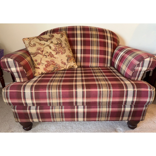 Oversized Plaid Arm Chair w/ Decorative Throw Pillow 50x36x34