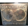 Image 3 : Framed Metallic World Map by Peter Schenk the Elder 1645-1715 -- 25x28   & Vintage Cuckoo Clock 