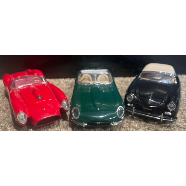 1958 Ferrari 250 Testa Rossa/ 1961 Jaguar E Type/ 1955 Porsche 356 Speedster