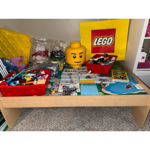 Lego Table w/ Various Lego Buiding Kits & Accessories 